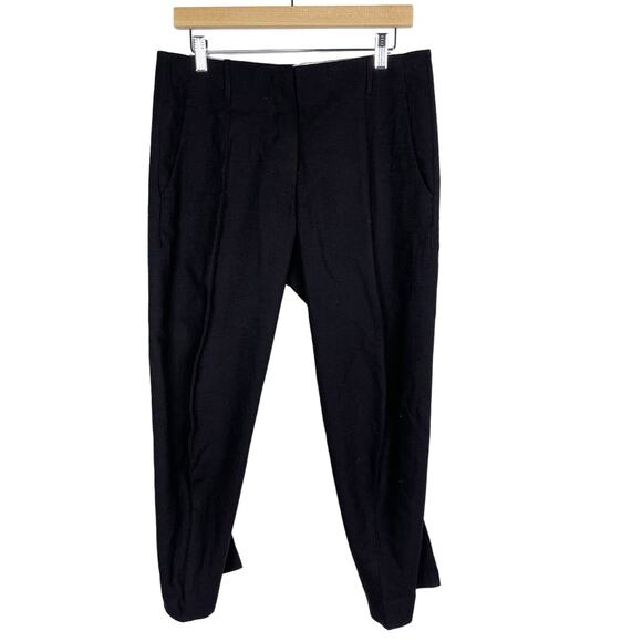 Forme 3'3204322896 Womens IT 44 Black Cropped Wool Pants Tapered Button Fly - Picture 1 of 14